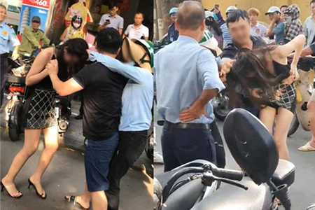 Hotgirl xinh gái đi Lexus LX570 bị đánh ghen tụt cả váy tại phố Lý Nam Đế Hà Nội